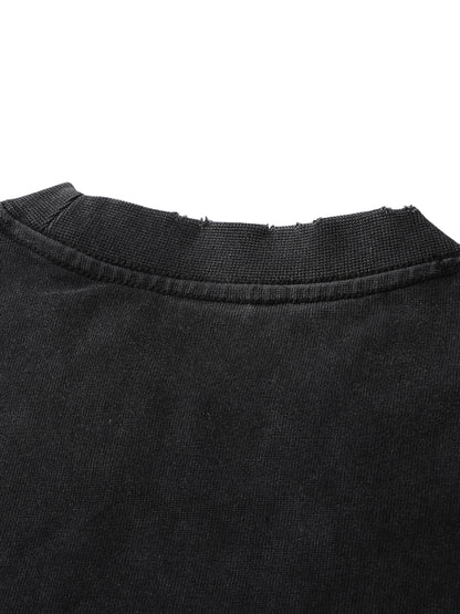 Japanese-Inspired Heavyweight Vintage Washed Frayed T-Shirt
