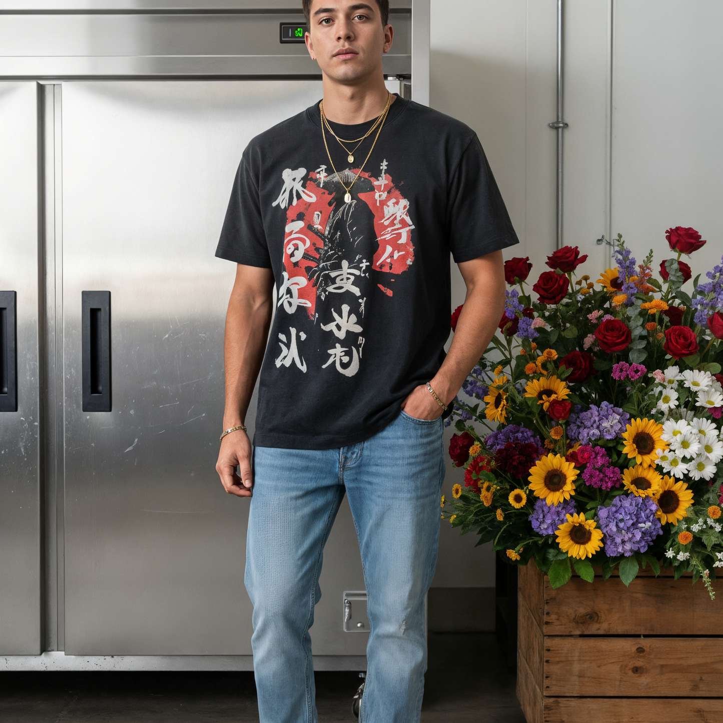 Japanese-Inspired Heavyweight Vintage Washed Frayed T-Shirt