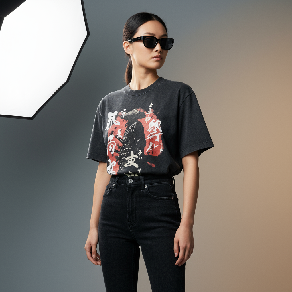 Japanese-Inspired Heavyweight Vintage Washed Frayed T-Shirt